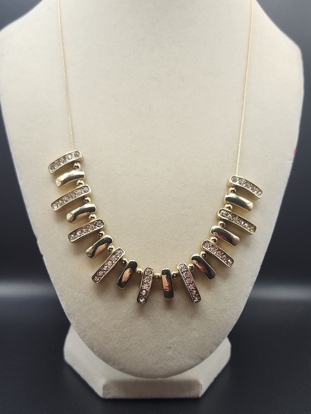 Joan Rivers Gold Tone Crystal Bar Collar Necklace